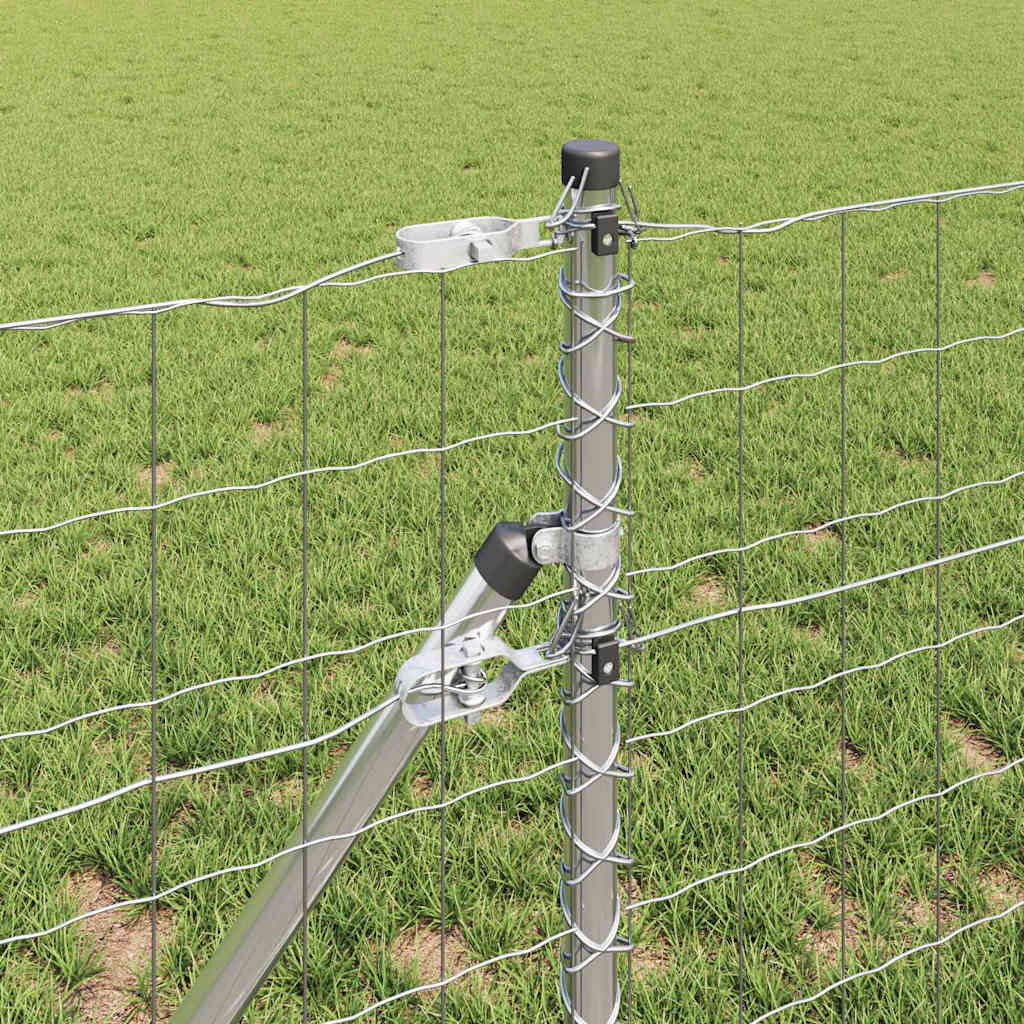 Ograda s postovima Srebrno 0,8 x 25 m Čelik i PVC