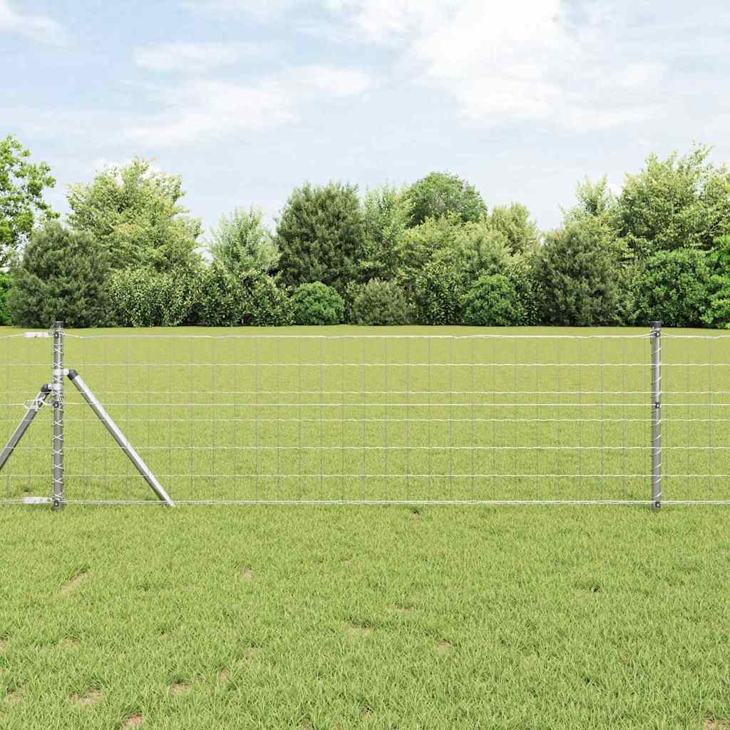 Ograda s postovima Srebrno 0,8 x 25 m Čelik i PVC