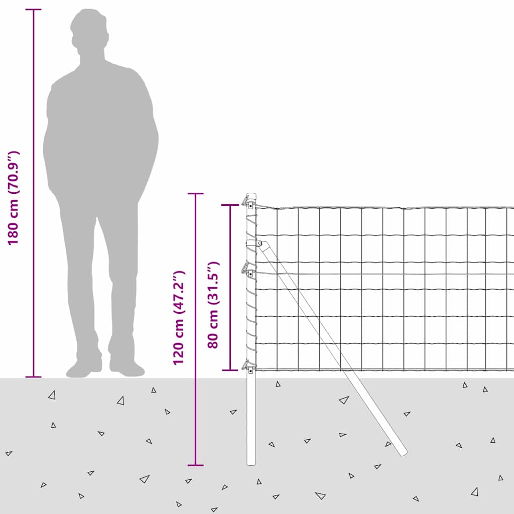 Ograda s postovima Srebrno 0,8 x 25 m Čelik i PVC