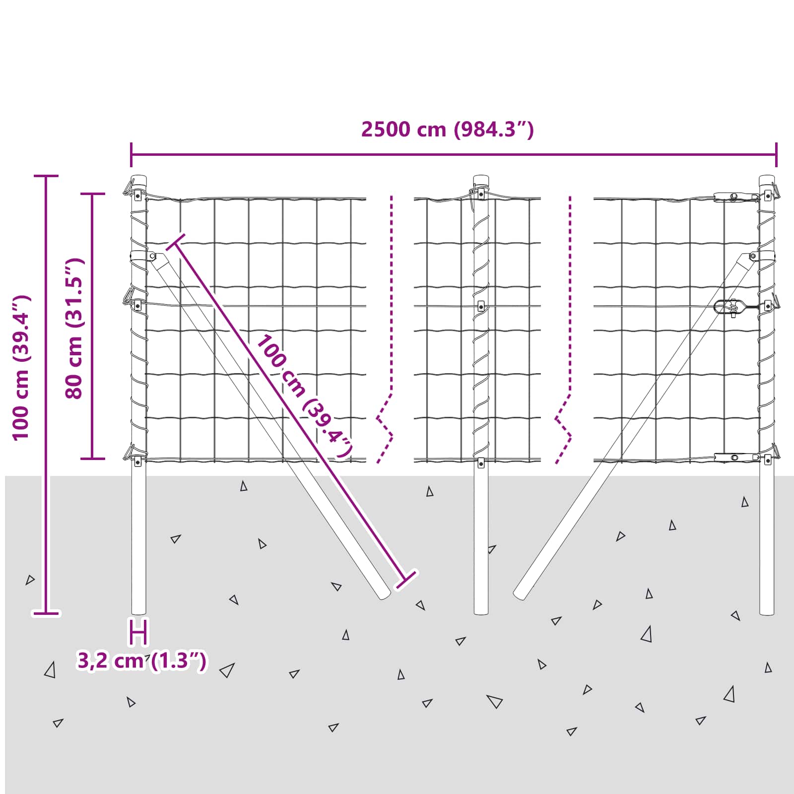 Ograda s postovima Srebrno 0,8 x 25 m Čelik i PVC