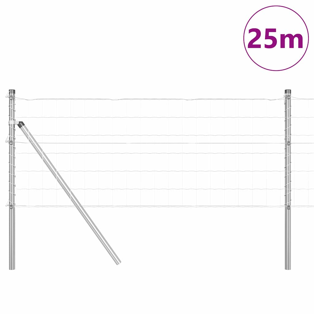 Ograda s postovima Srebrno 0,8 x 25 m Čelik i PVC