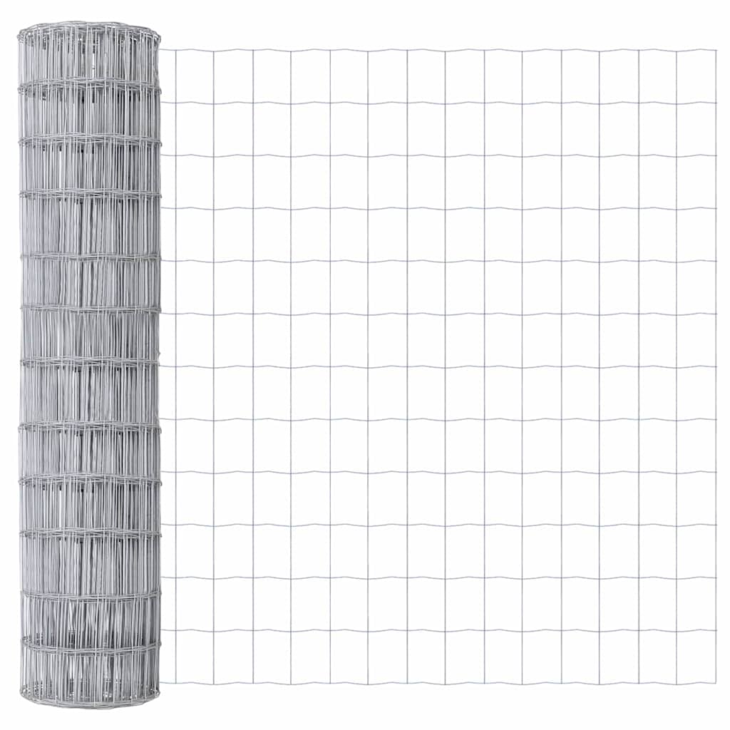 Ograda s postovima Srebrno 1,2 x 25 m Čelik i PVC
