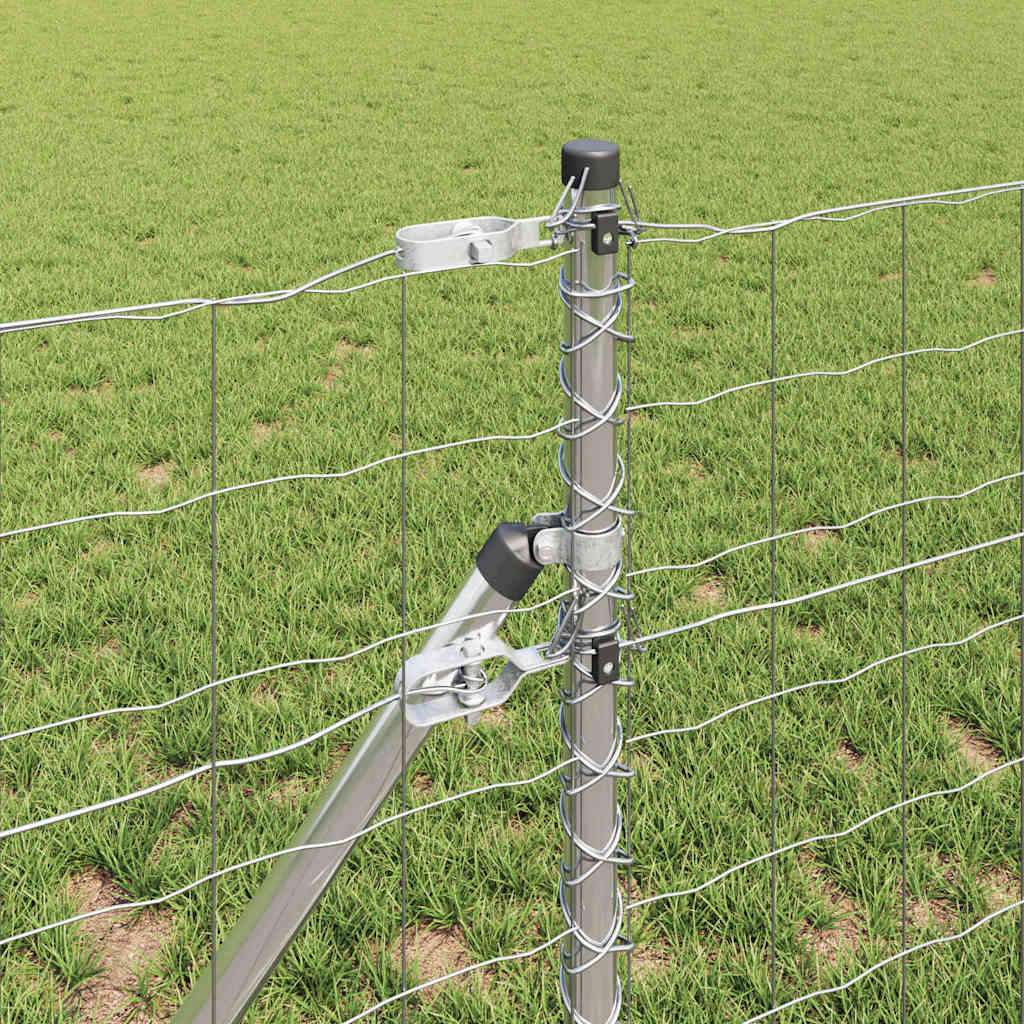 Ograda s postovima Srebrno 0,8 x 25 m Čelik i PVC