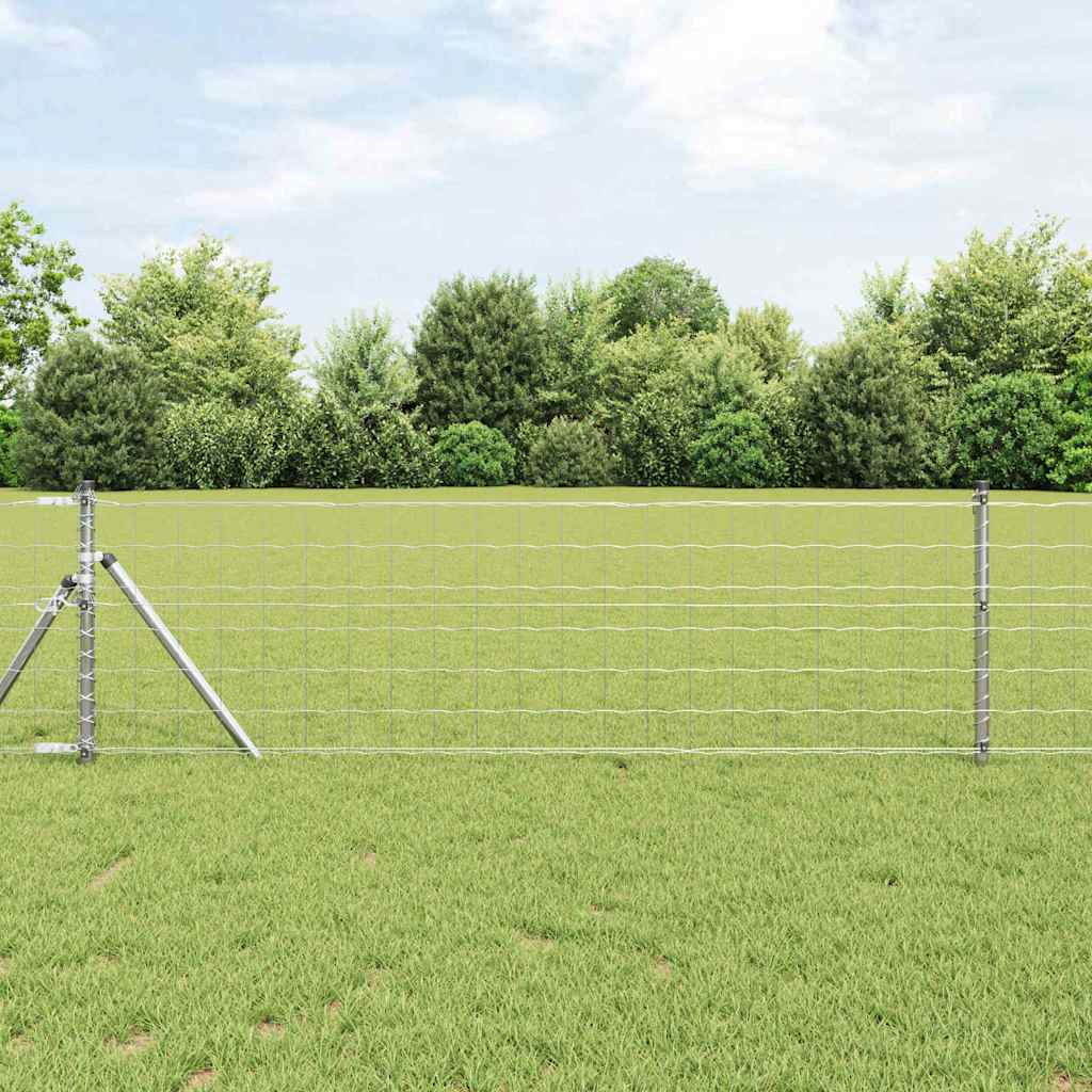 Ograda s postovima Srebrno 0,8 x 25 m Čelik i PVC