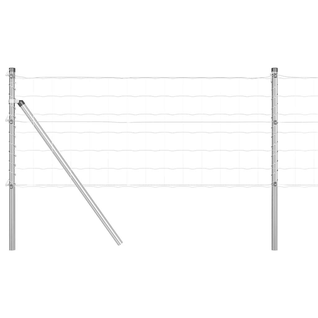 Ograda s postovima Srebrno 0,8 x 25 m Čelik i PVC