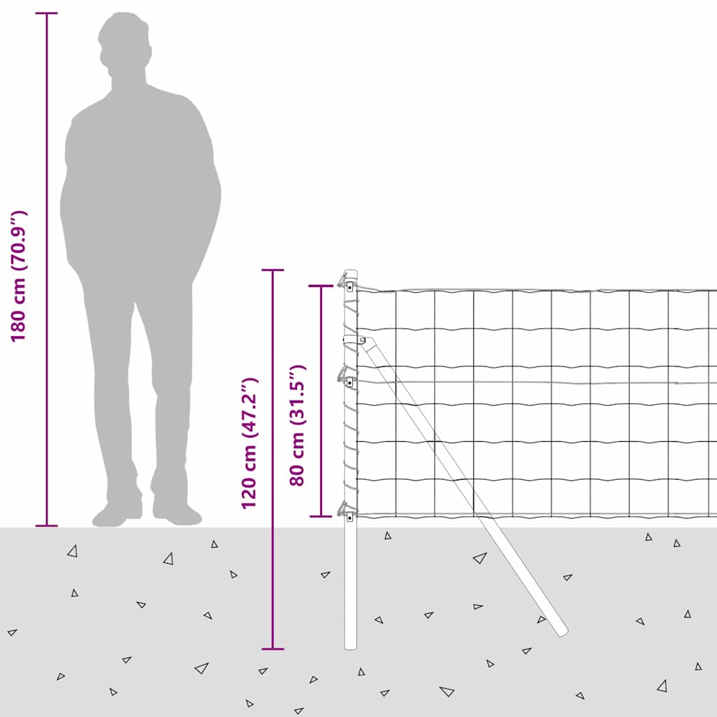 Ograda s postovima Srebrno 0,8 x 25 m Čelik i PVC