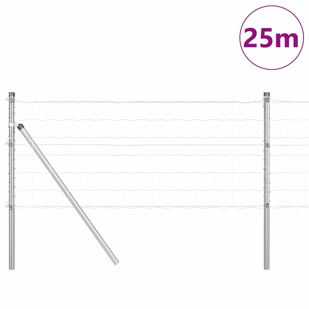 Ograda s postovima Srebrno 0,8 x 25 m Čelik i PVC