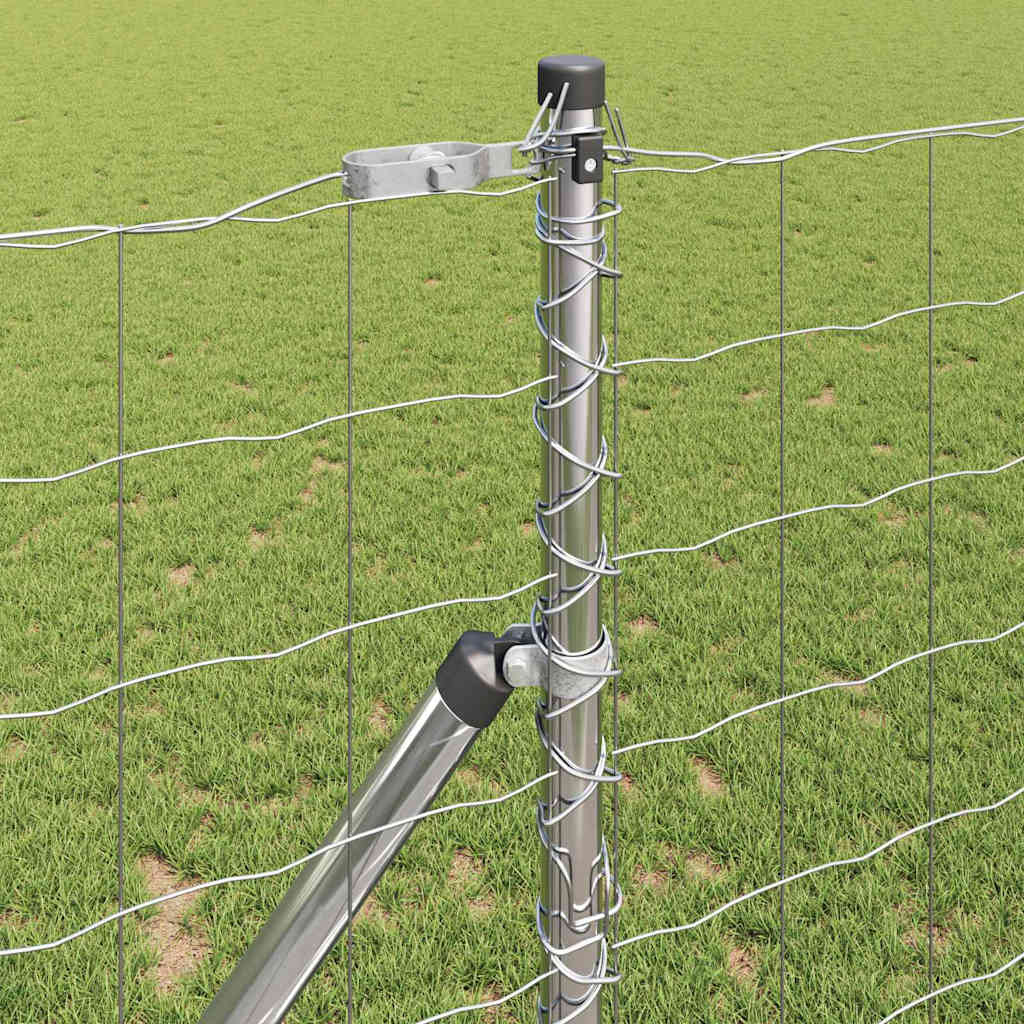 Ograda s postovima Srebrno 1,2 x 25 m Čelik i PVC