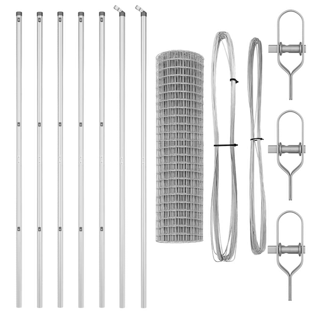 Ograda s postovima Srebrno 1,2 x 25 m Čelik i PVC