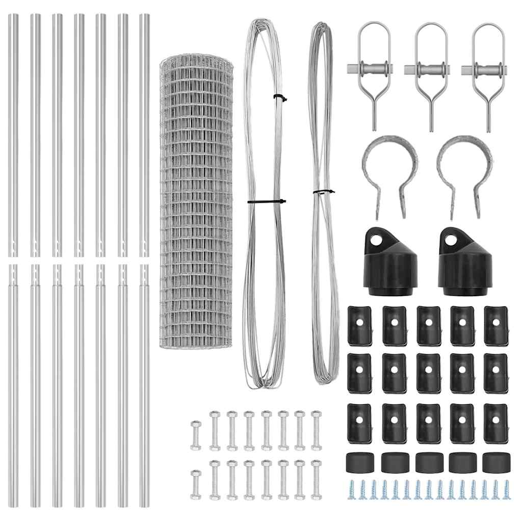 Ograda s postovima Srebrno 1,2 x 25 m Čelik i PVC