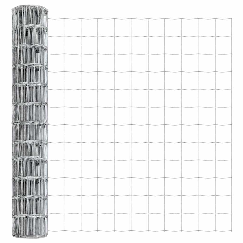 Ograda s postovima Srebrno 1,2 x 25 m Čelik i PVC