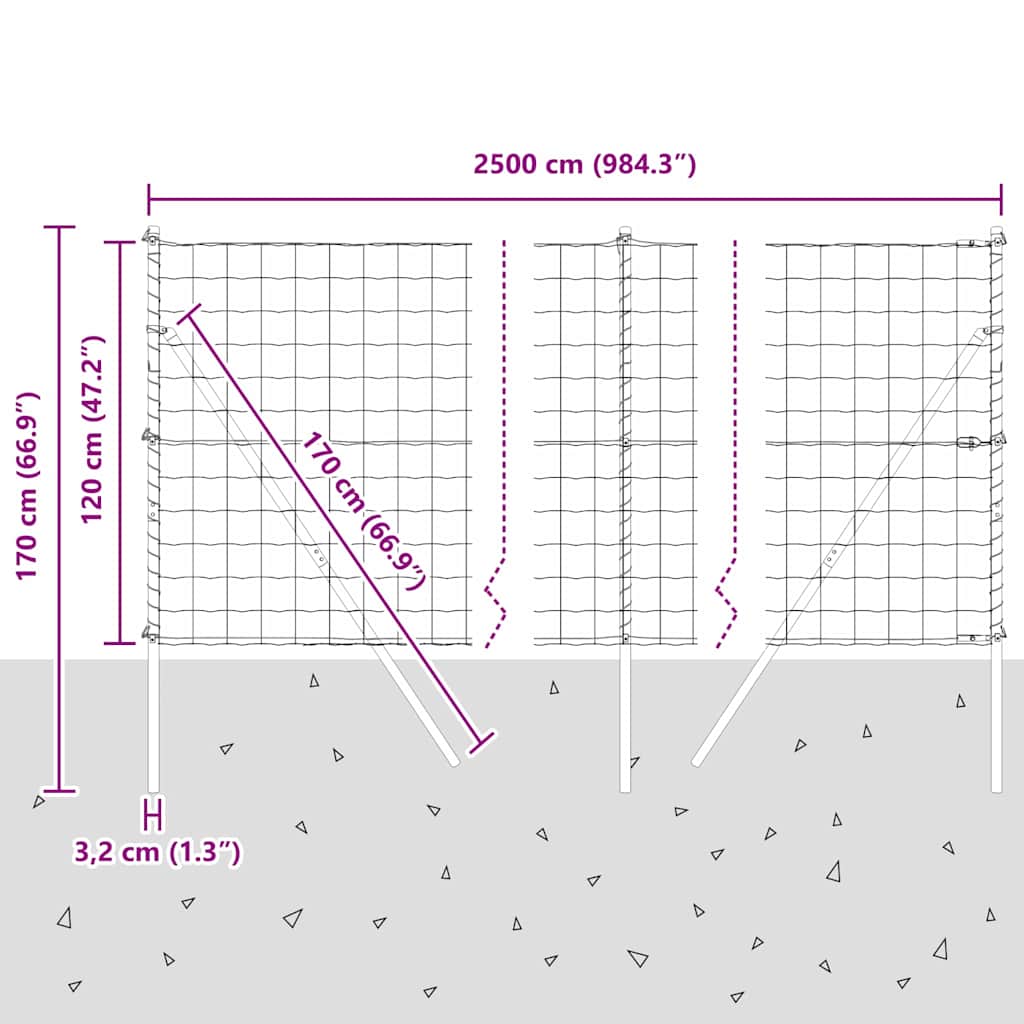 Ograda s postovima Srebrno 1,2 x 25 m Čelik i PVC