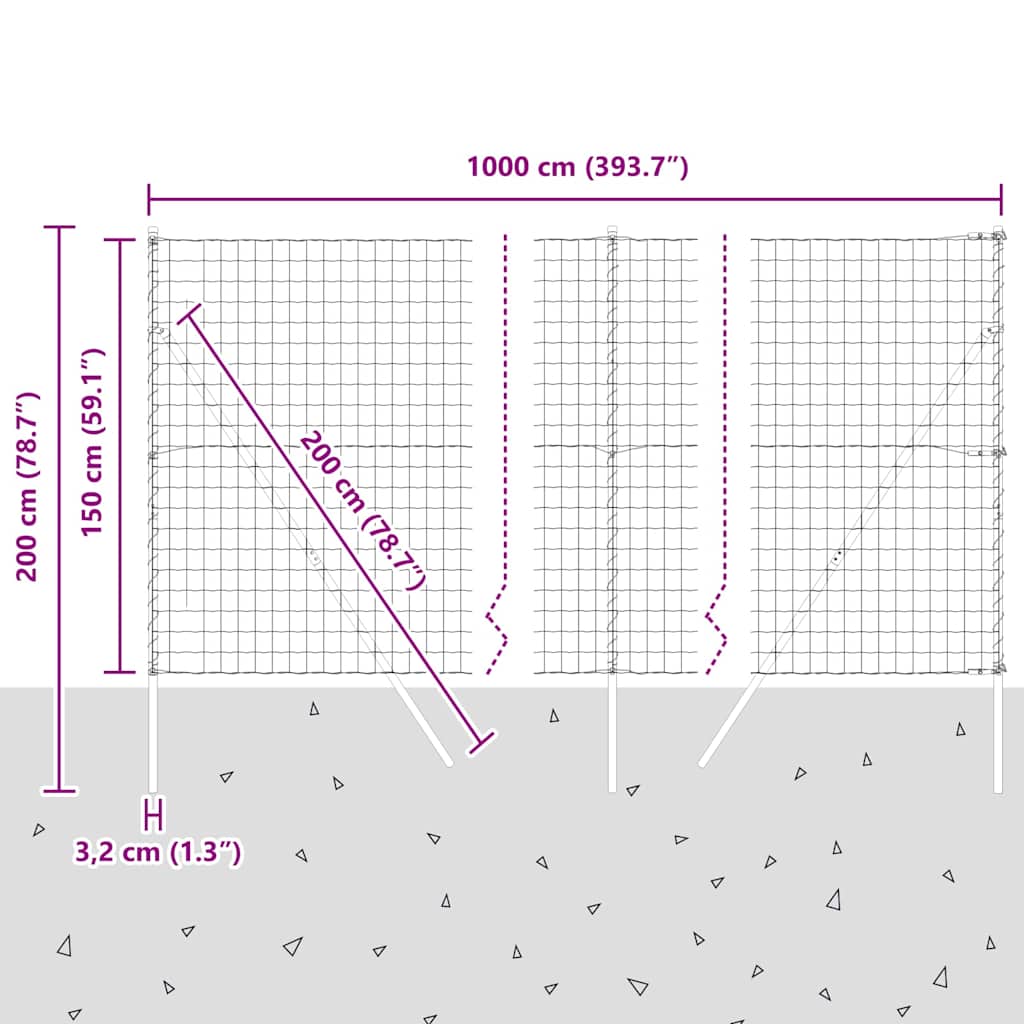 Temeljna zavarena žičana ograda 10 x 1,5 m (Š x V)