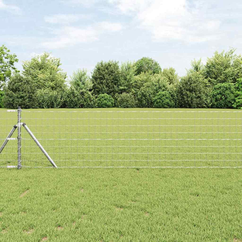 Ograda s postovima Srebrno 0,8 x 25 m Čelik i PVC