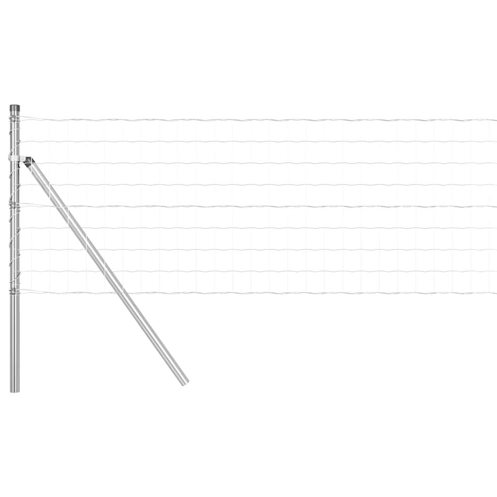 Ograda s postovima Srebrno 0,8 x 25 m Čelik i PVC