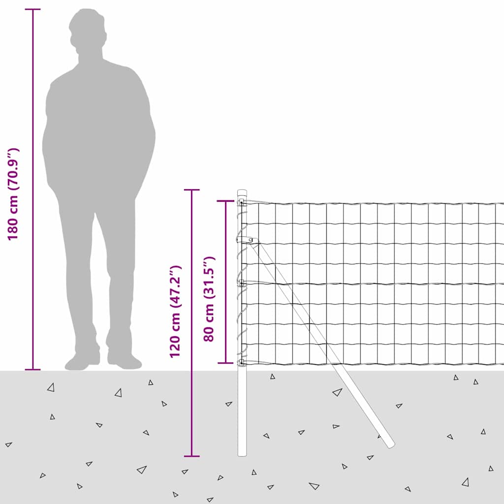 Ograda s postovima Srebrno 0,8 x 25 m Čelik i PVC