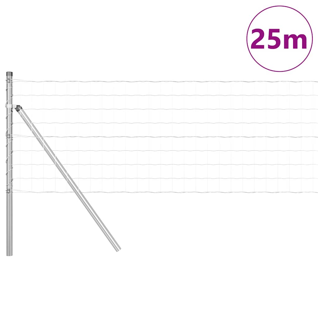 Ograda s postovima Srebrno 0,8 x 25 m Čelik i PVC