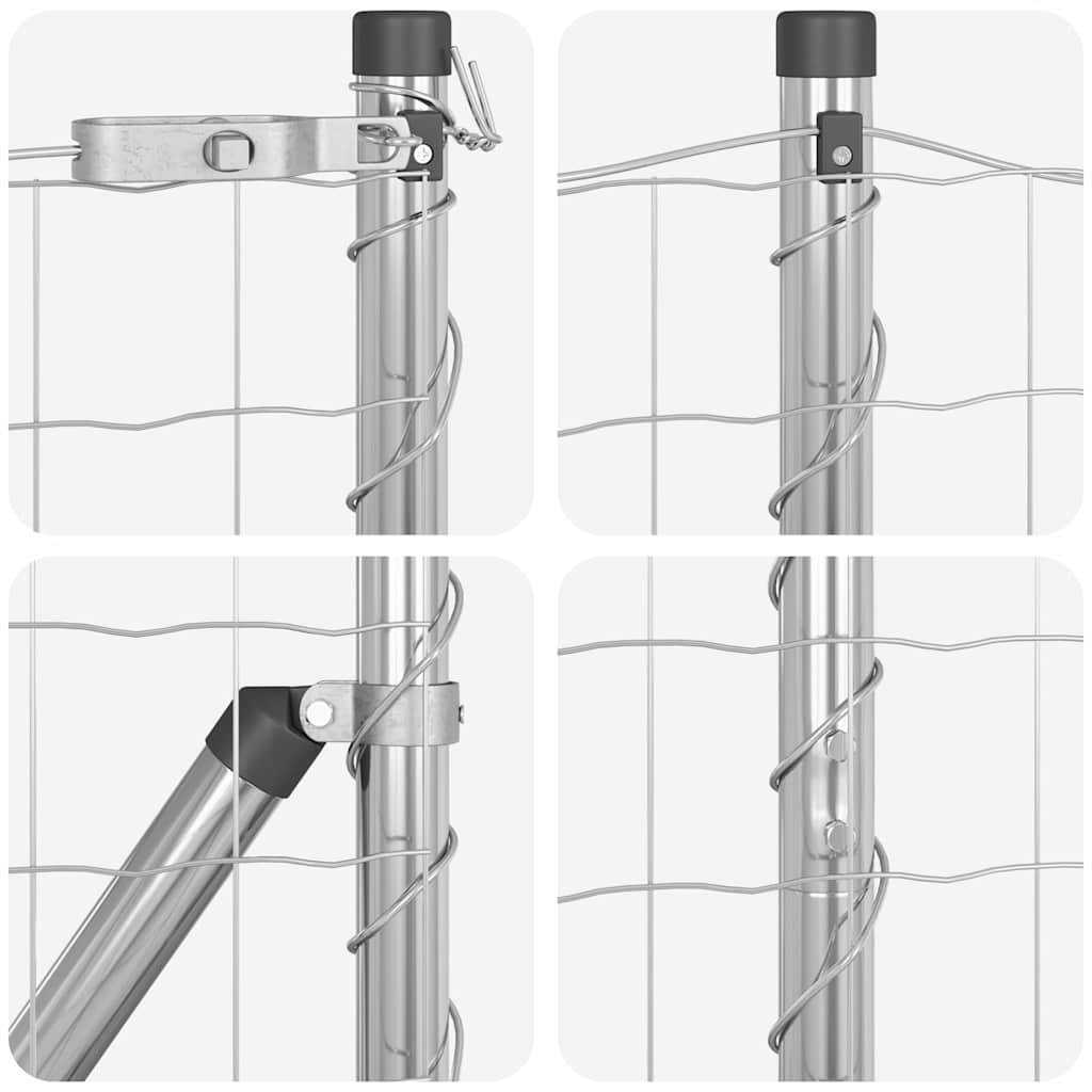 Ograda s postovima Srebrno 1,2 x 25 m Čelik i PVC