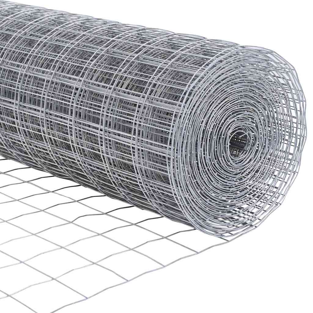 Ograda s postovima Srebrno 1,2 x 25 m Čelik i PVC