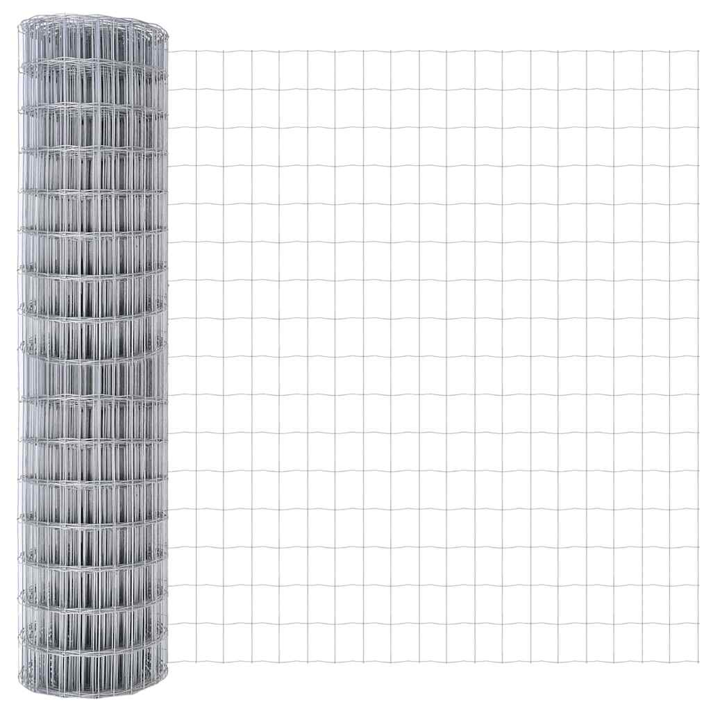 Ograda s postovima Srebrno 1,2 x 25 m Čelik i PVC