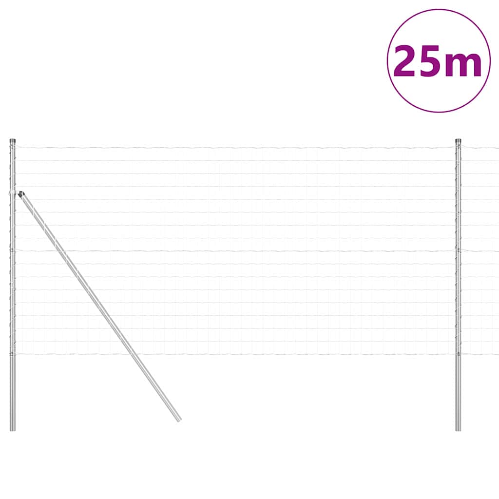 Ograda s postovima Srebrno 1,2 x 25 m Čelik i PVC