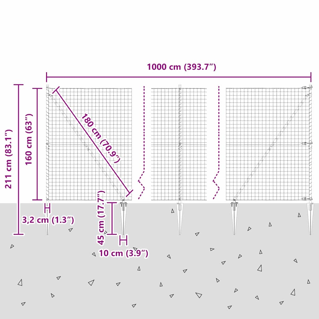 Zavareno žičano ograđivanje s bodljama 10 x 1,6 m (Š x V)