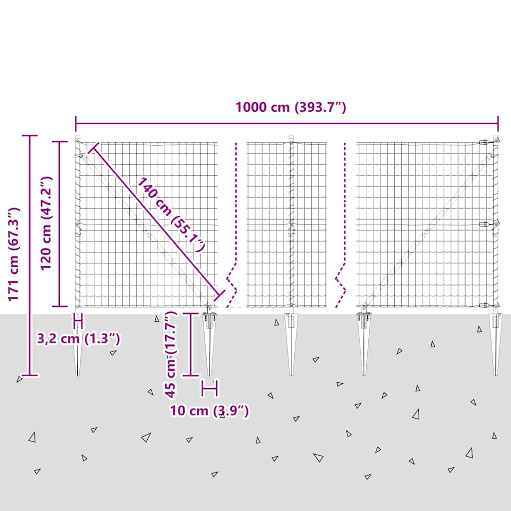 Zavareno žičano ograđivanje s bodljama 10 x 1,2 m (Š x V)