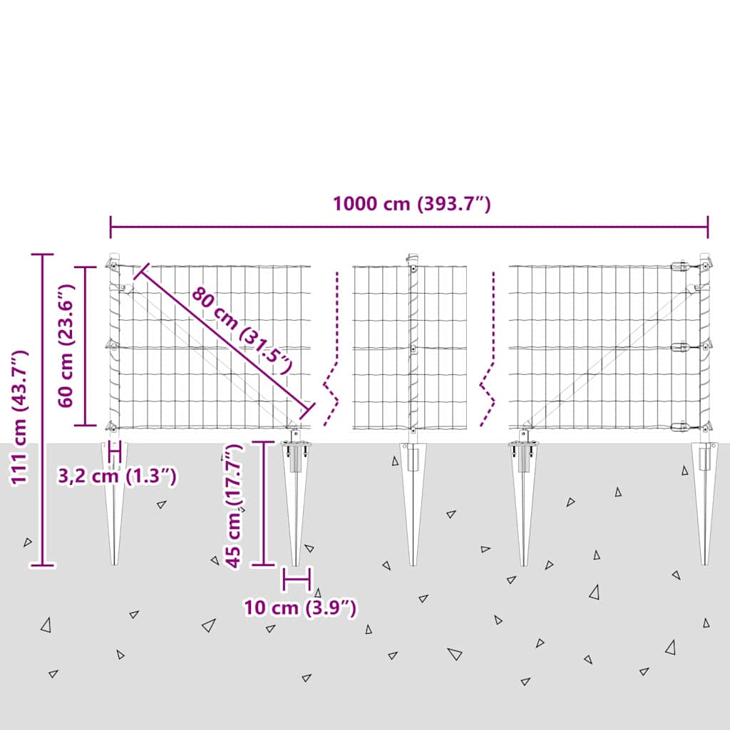 Zavareno žičano ograđivanje s bodljama 10 x 0,6 m (Š x V)
