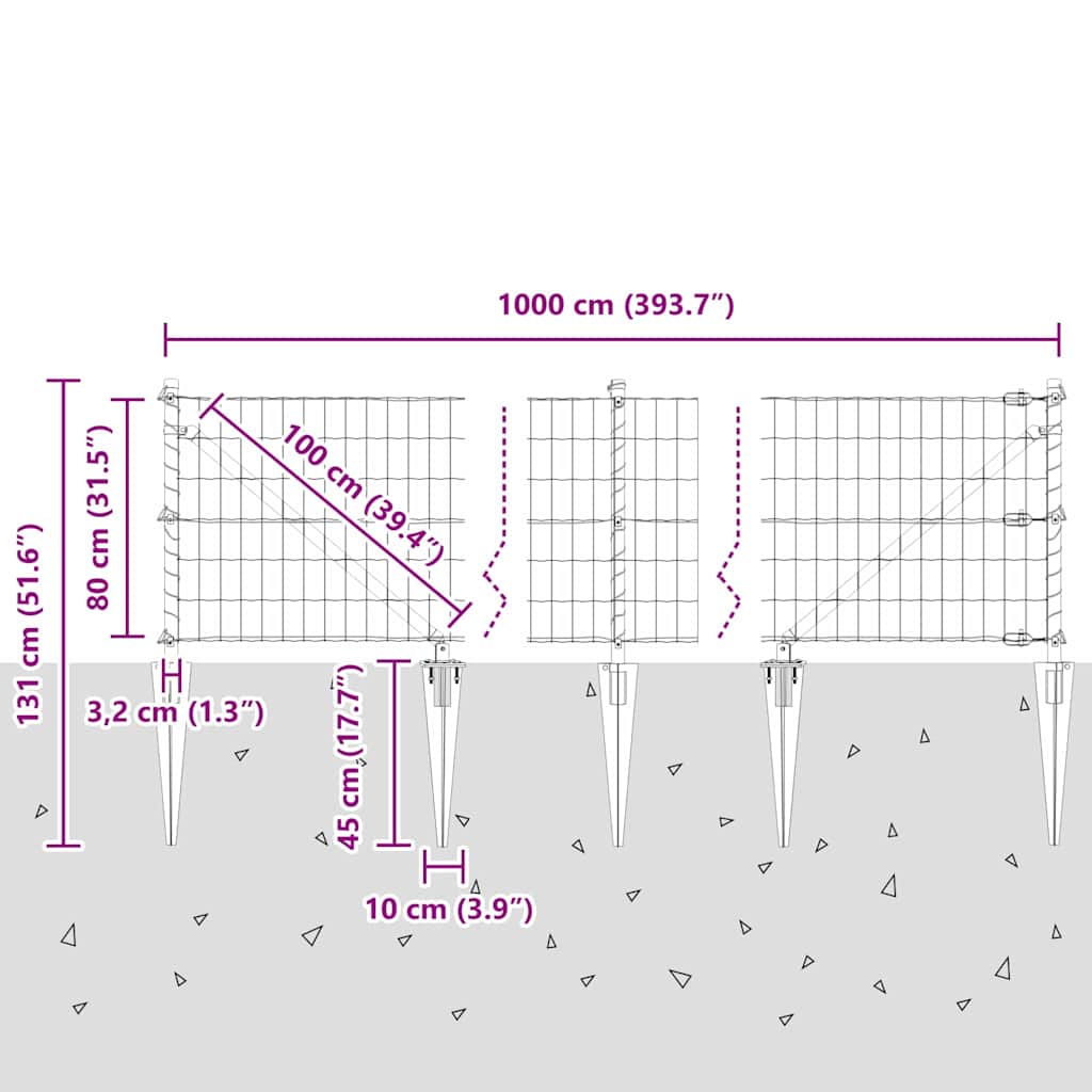 Zavareno žičano ograđivanje s bodljama 10 x 0,8 m (Š x V)