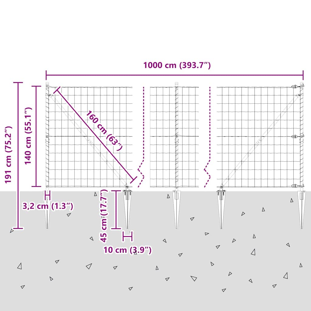 Zavareno žičano ograđivanje s bodljama 10 x 1,4 m (Š x V)