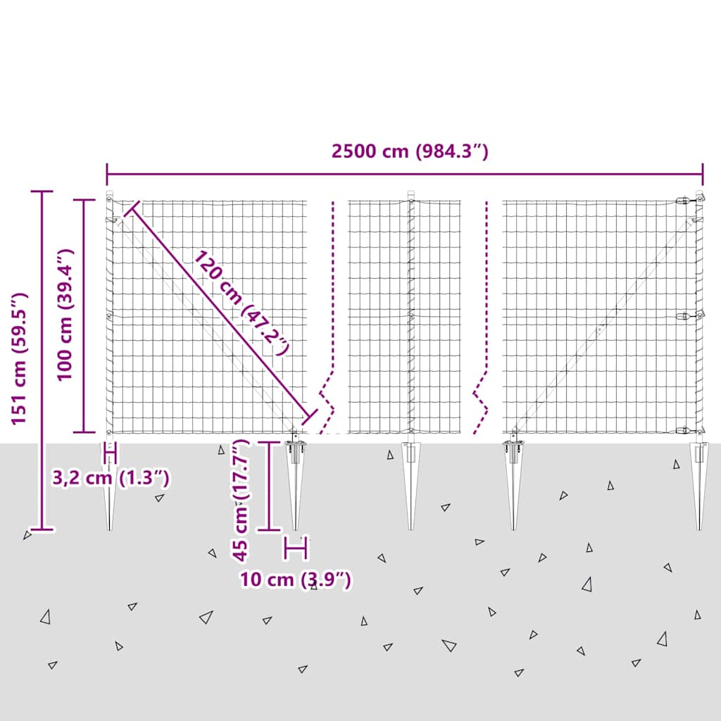 Zavareno žičano ograđivanje s bodljama 25 x 1 m (Š x V)