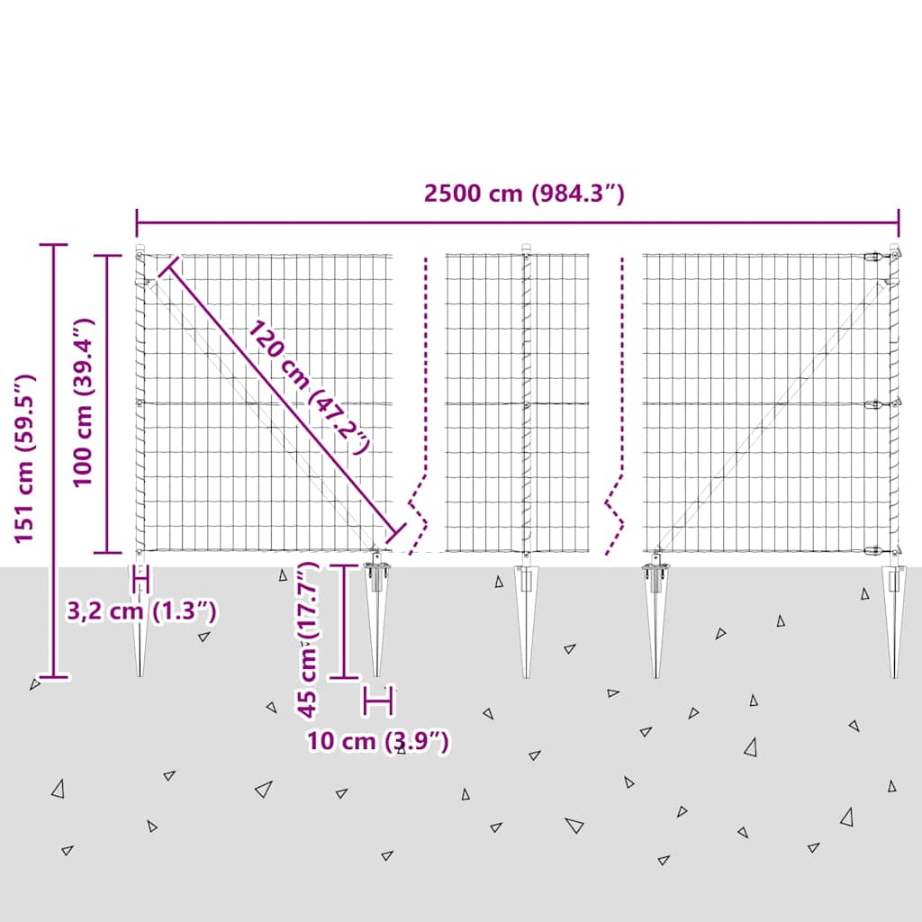 Zavareno žičano ograđivanje s bodljama 25 x 1 m (Š x V)