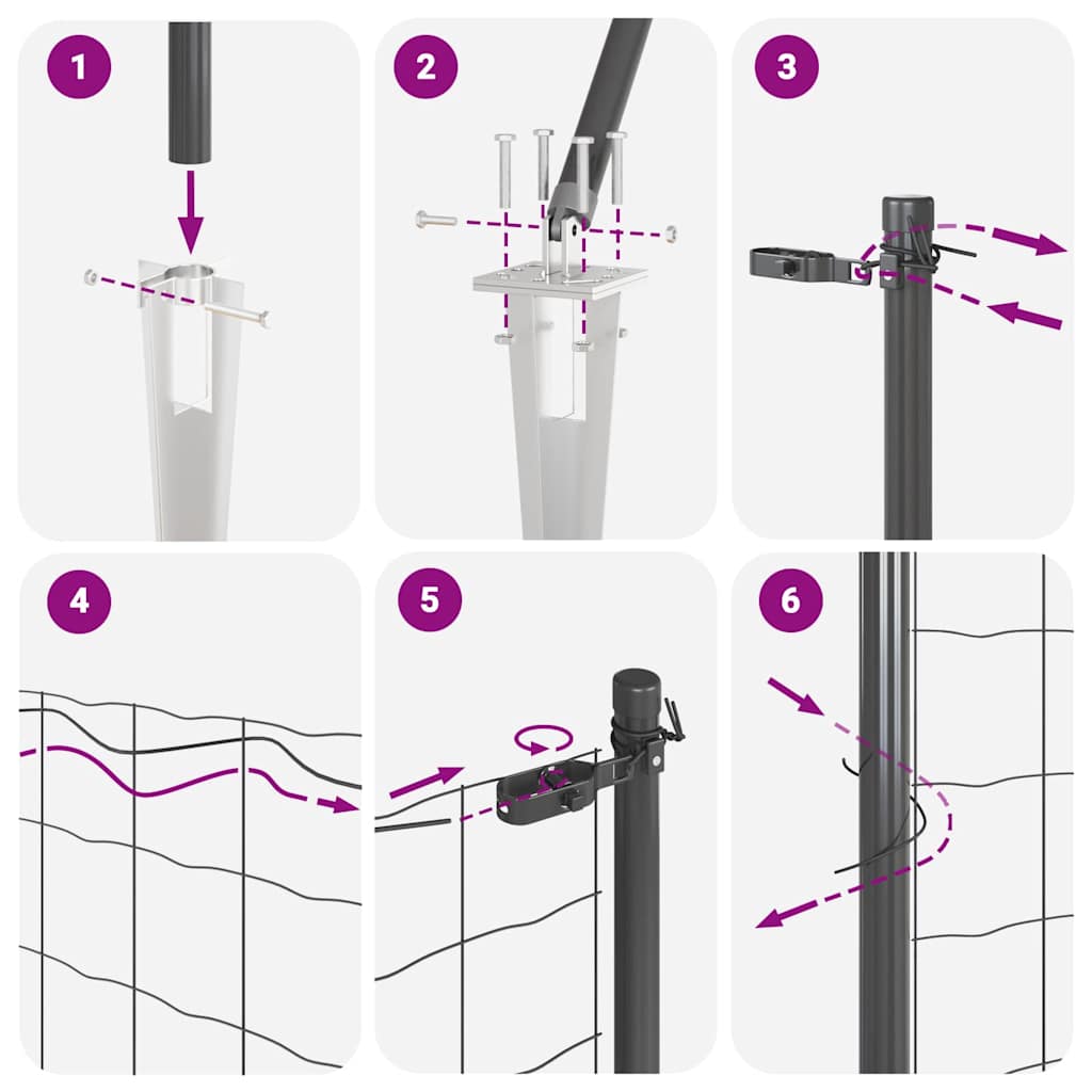 Ograda s postovima Siva 0,4 x 50 m Čelik i PVC
