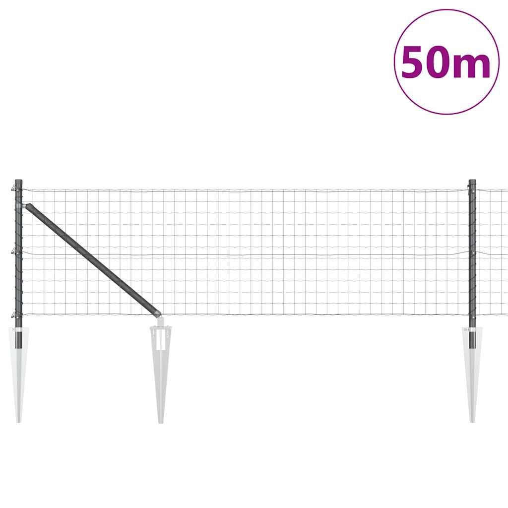 Ograda s postovima Siva 0,4 x 50 m Čelik i PVC