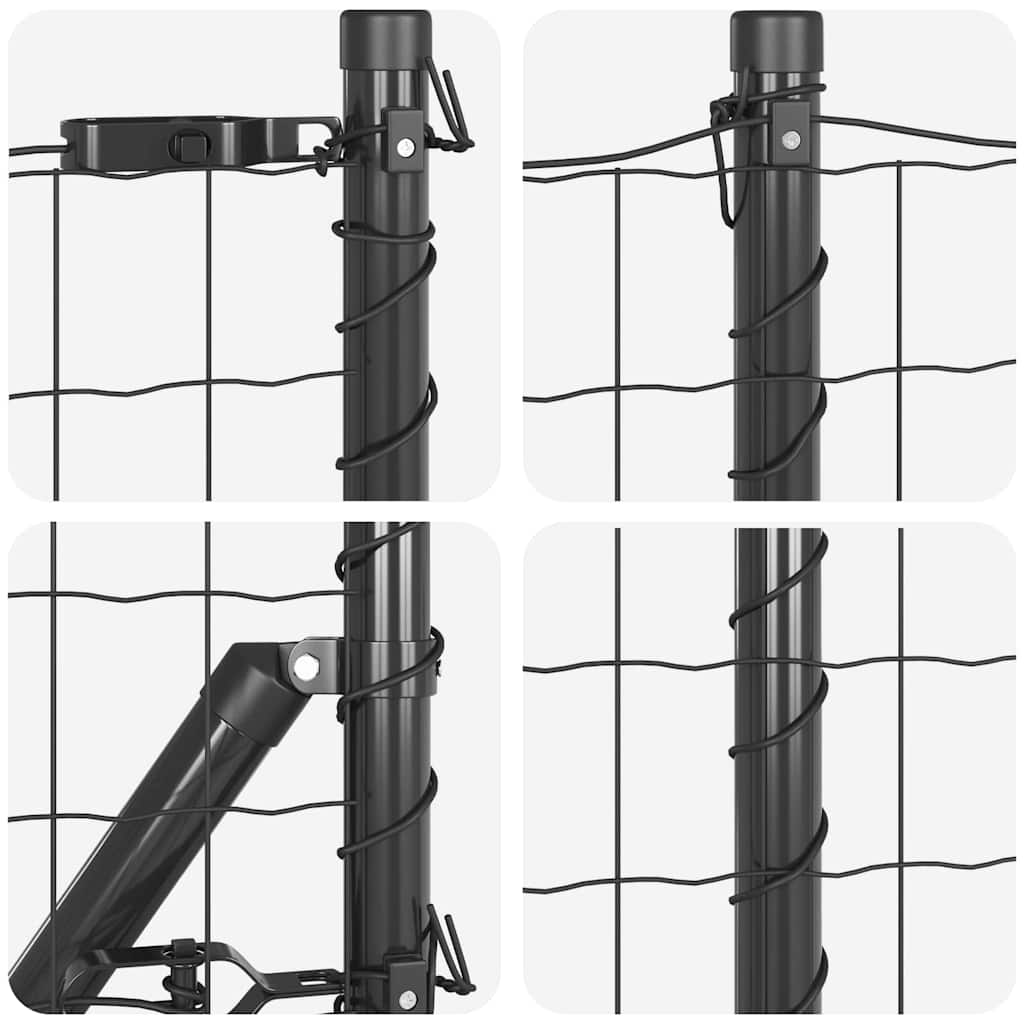 Ograda s postovima Siva 0,4 x 50 m Čelik i PVC