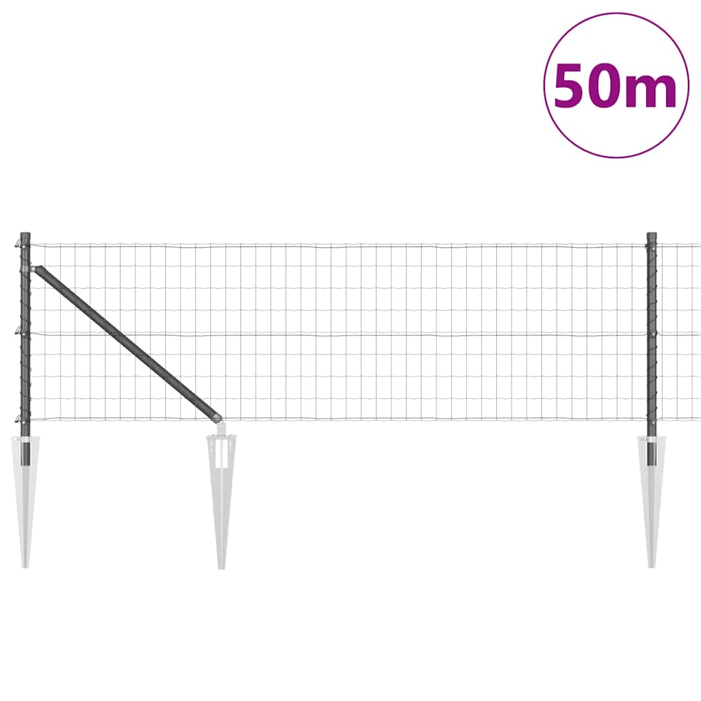 Ograda s postovima Siva 0,4 x 50 m Čelik i PVC