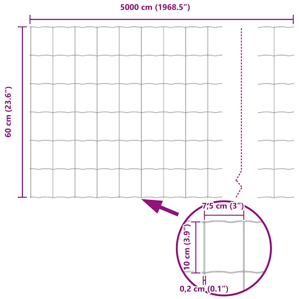 Ograda s postovima Siva 0,6 x 50 m Čelik i PVC