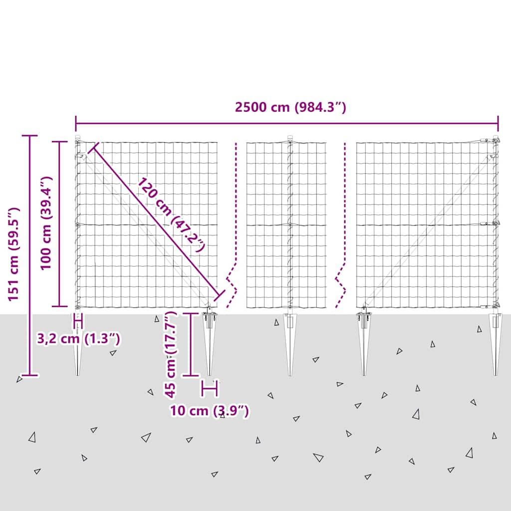 Zavareno žičano ograđivanje s bodljama 25 x 1 m (Š x V)