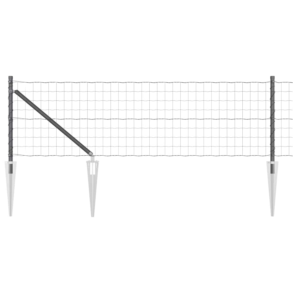 Ograda s postovima Siva 0,4 x 50 m Čelik i PVC