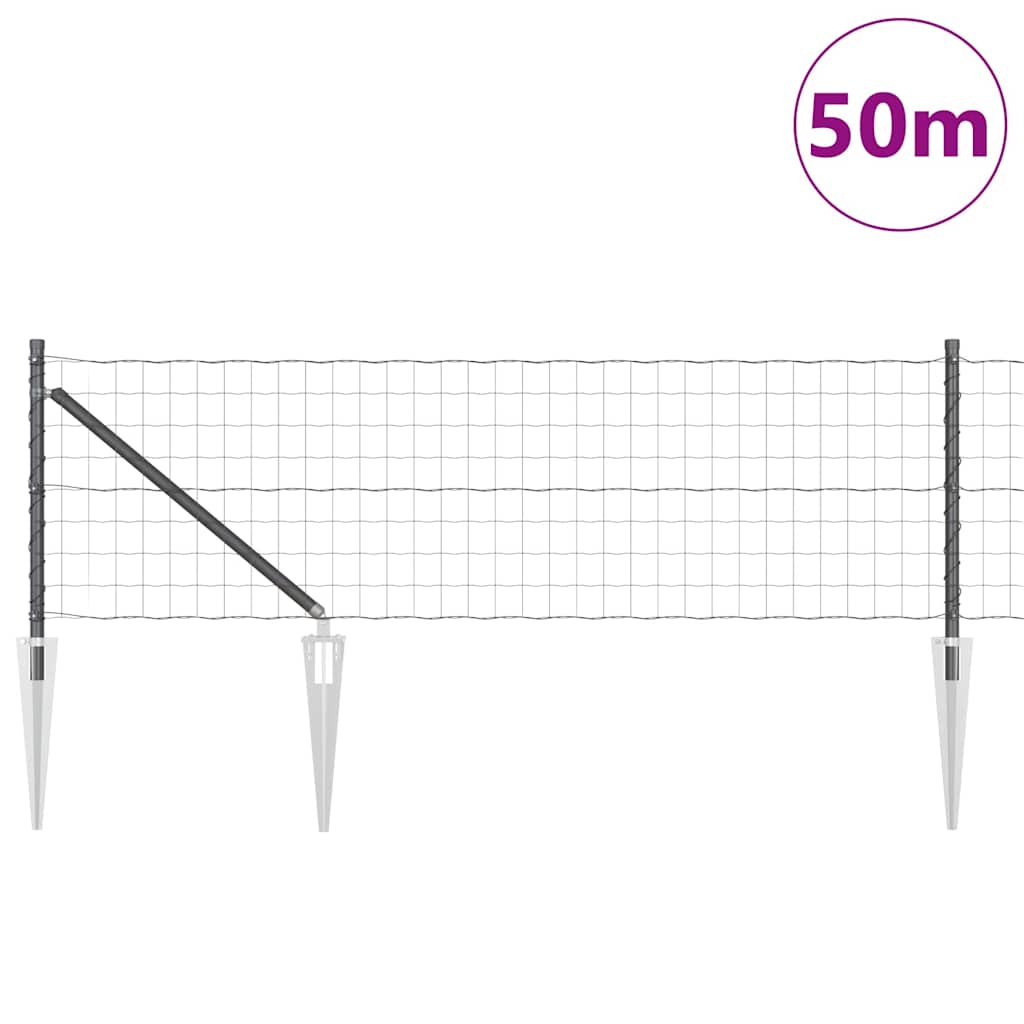 Ograda s postovima Siva 0,4 x 50 m Čelik i PVC