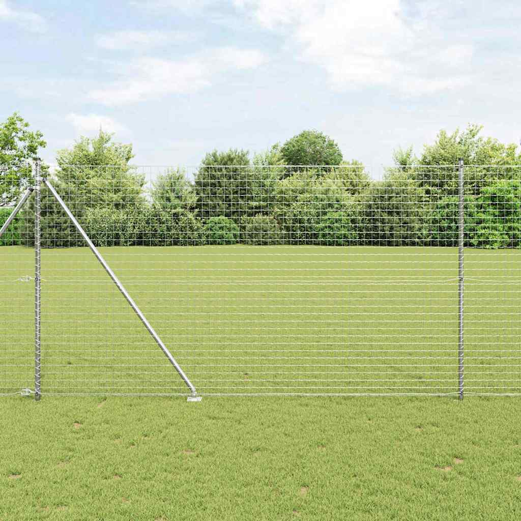 Ograda s postovima Srebrno 1,5 x 10 m Čelik