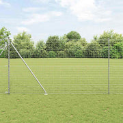 Ograda s postovima Srebrno 1,5 x 10 m Čelik