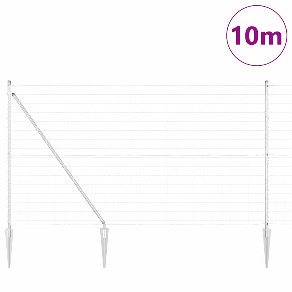 Ograda s postovima Srebrno 1,5 x 10 m Čelik