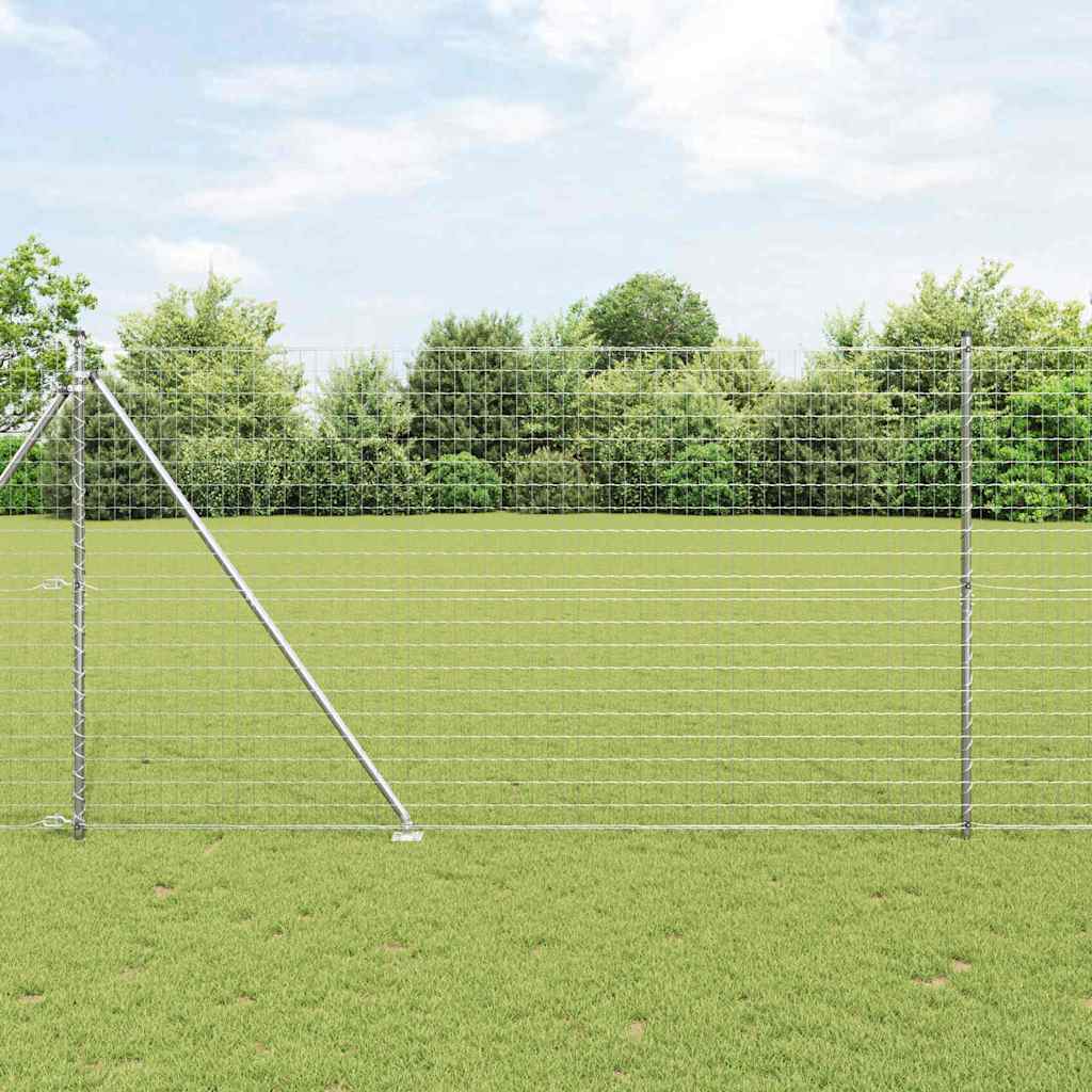 Ograda s postovima Srebrno 1,5 x 10 m Čelik