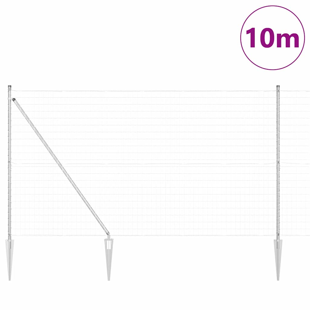 Ograda s postovima Srebrno 1,5 x 10 m Čelik