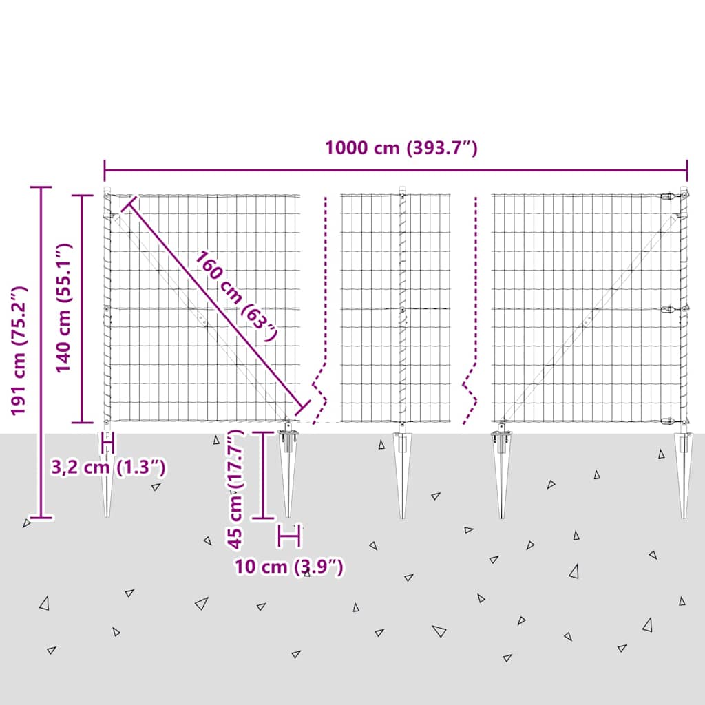 Zavareno žičano ograđivanje s bodljama 10 x 1,4 m (Š x V)