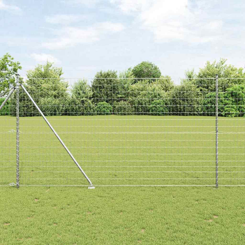 Ograda s postovima Srebrno 1,5 x 10 m Čelik