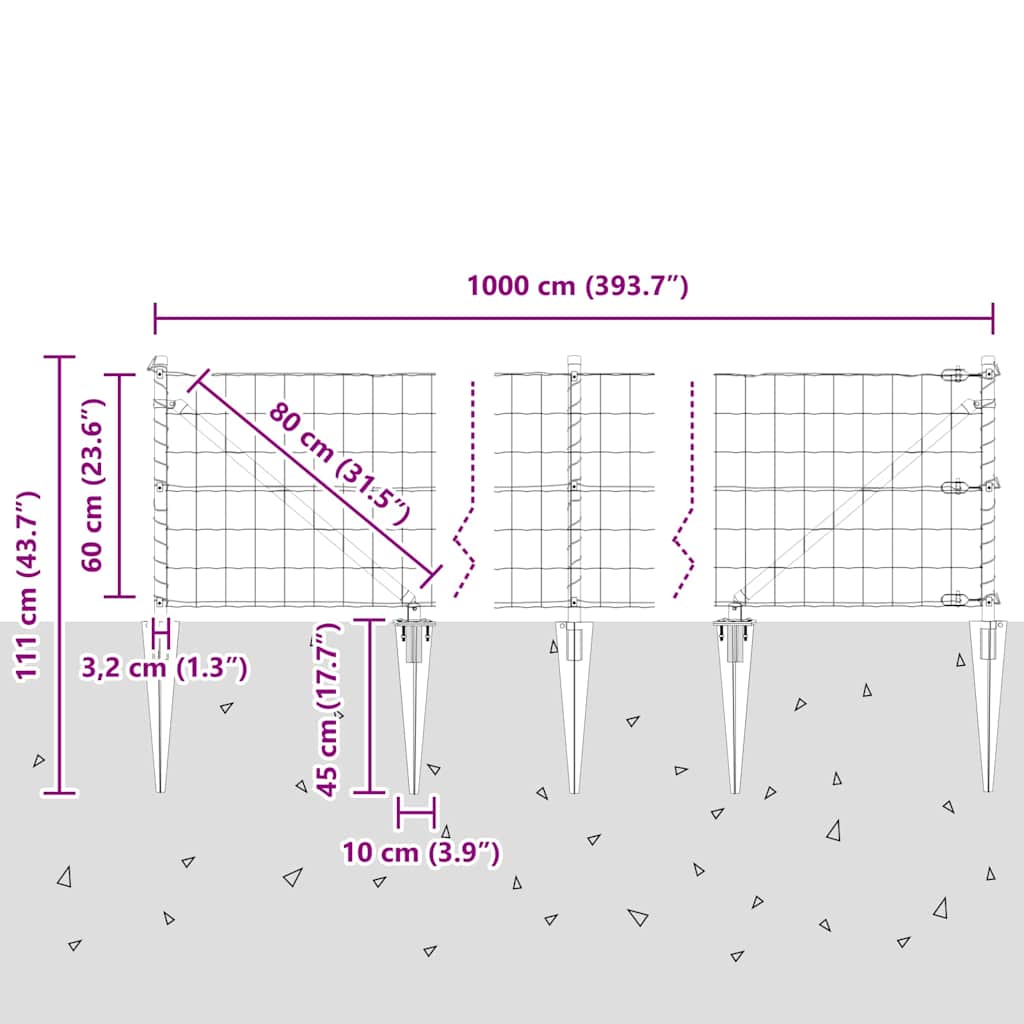 Zavareno žičano ograđivanje s bodljama 10 x 0,6 m (Š x V)