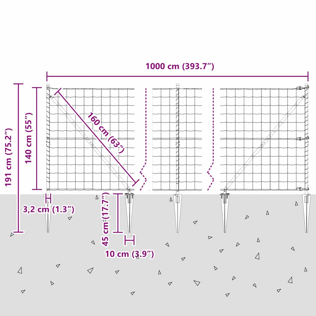 Zavareno žičano ograđivanje s bodljama 10 x 1,4 m (Š x V)