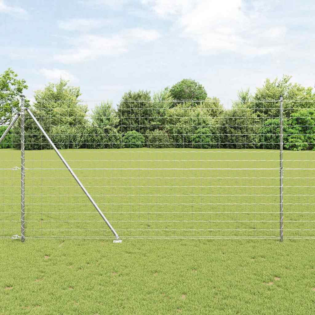 Ograda s postovima Srebrno 1,5 x 10 m Čelik